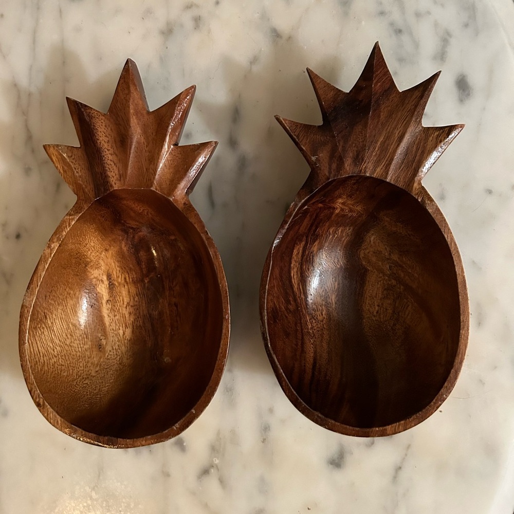 Vintage monkey pod pineapple bowl set